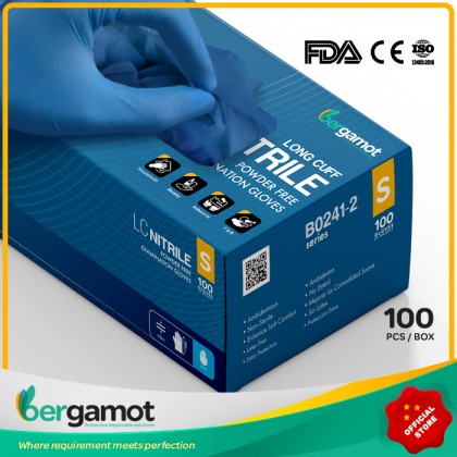 X2262 Long Cuff Nitrile Powder Free Examination Glove 100's