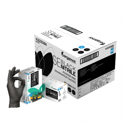 [Carton] X2235BK Black Nitrile Powder Free Examination Gloves 10 Boxes