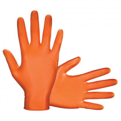 ASAP T-Grip Orange Nitrile Powder Free Mechanical Working Gloves (50's per box)