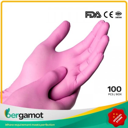 X2238PK Pink Nitrile Powder Free Examination Gloves 100pcs