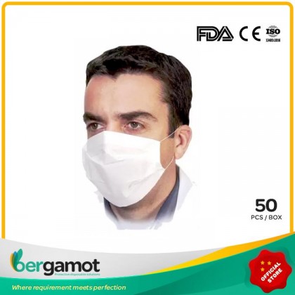 Bergamot 2 Ply Non-woven Disposable Face Mask Earloop 50's (White)