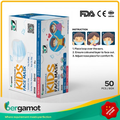 B0518 3-Ply Lint Free Earloop Kids Face Mask 50pcs 
